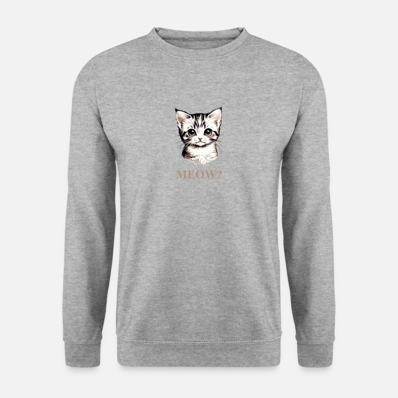 Neugieriges Kätzchen, meow? - Unisex Pullover - Weißgrau meliert