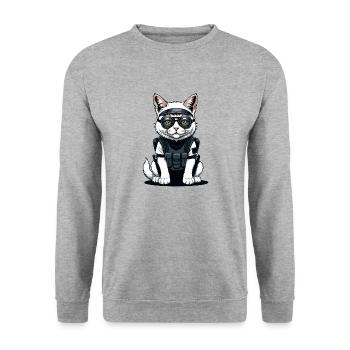 Chat Airsoft Chat Chat Jouant Airsoft Cadeau Militaire - Sweat-shirt Unisexe - gris chiné - Devant - Alina (178cm) & Michal (187cm)