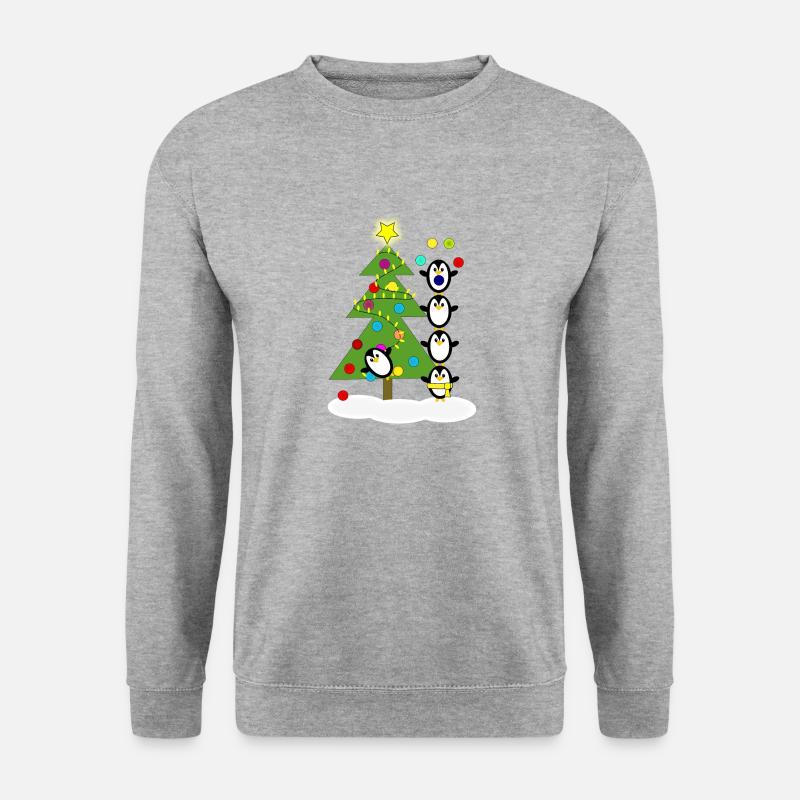 Weihnachtspinguine - Unisex Pullover - Weißgrau meliert
