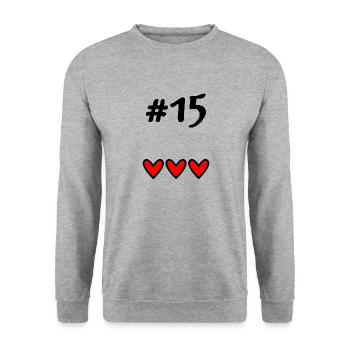 15. 15 YEARS. 15th ANNIVERSARY. BIRTHDAY 15 YEARS. - Unisex Sweatshirt - salt & pepper - Front - Alina (178cm) & Michal (187cm)