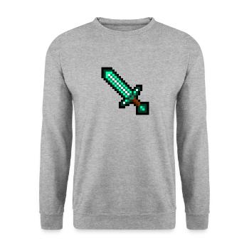 Pixel Schwert - Unisex Pullover - Weißgrau meliert - Vorne - Alina (178cm) & Michal (187cm)