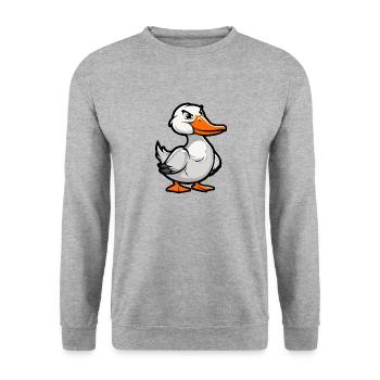 Gans Comic - Unisex Pullover - Weißgrau meliert - Vorne - Alina (178cm) & Michal (187cm)