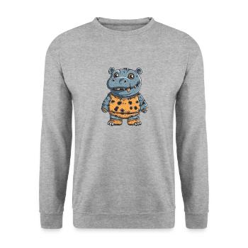 Hippopotame Halloween Bande dessinée drôle - Sweat-shirt Unisexe - gris chiné - Devant - Alina (178cm) & Michal (187cm)