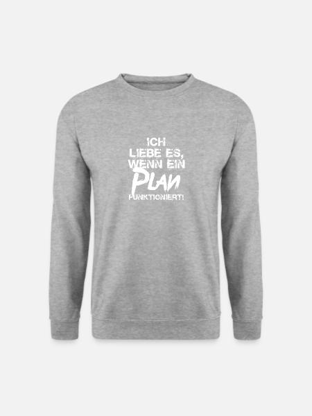 Ich Liebe Es Wenn ein Plan funktioniert 2 - Unisex Pullover - Weißgrau meliert