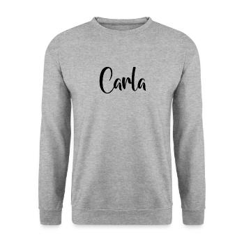 First name - Carla - Unisex Sweatshirt - salt & pepper - Front - Alina (178cm) & Michal (187cm)
