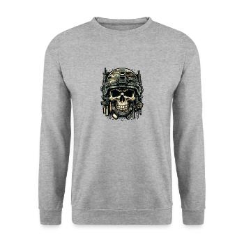 Soldier's Legacy: Camo Skull - Unisex Sweatshirt - salt & pepper - Front - Alina (178cm) & Michal (187cm)