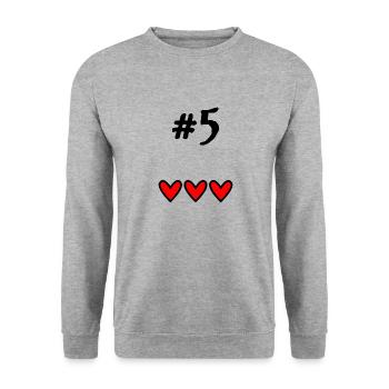 5. 5 YEARS. 5TH ANNIVERSARY. BIRTHDAY 5 YEARS. 5 - Unisex Sweatshirt - salt & pepper - Front - Alina (178cm) & Michal (187cm)