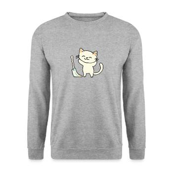 Cat - Unisex Sweatshirt - salt & pepper - Front - Alina (178cm) & Michal (187cm)
