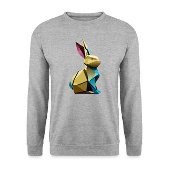 Origami-Hase - Unisex Pullover - Weißgrau meliert - Vorne - Alina (178cm) & Michal (187cm)