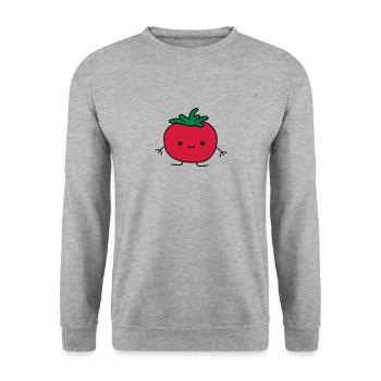 Tomate Doodle - Unisex Pullover - Weißgrau meliert - Vorne - Alina (178cm) & Michal (187cm)