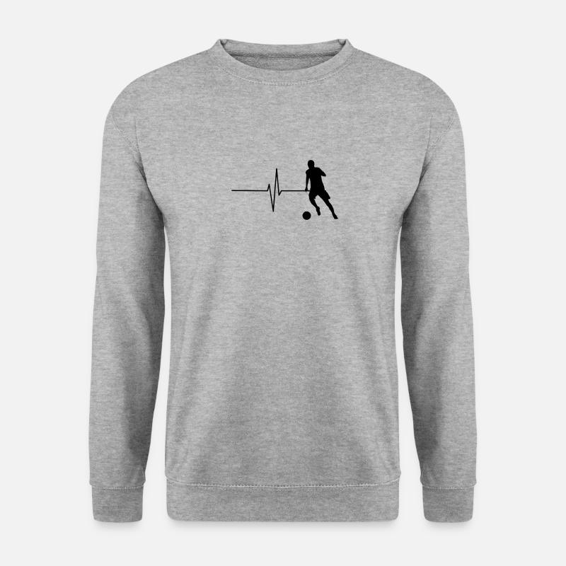 Fußballer Herzschlag (Logo groß, schwarz) - Unisex Pullover - Weißgrau meliert