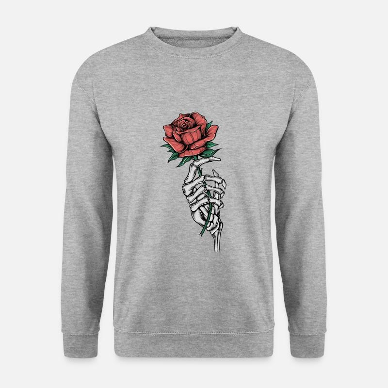 Bone hand with rose - Unisex Sweatshirt - salt & pepper