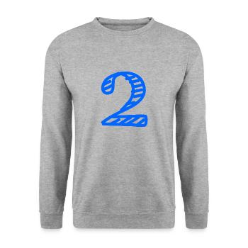 2 JAHRE. 2. JAHRESTAG. GEBURTSTAG 2 JAHRE. 2 - Unisex Pullover - Weißgrau meliert - Vorne - Alina (178cm) & Michal (187cm)