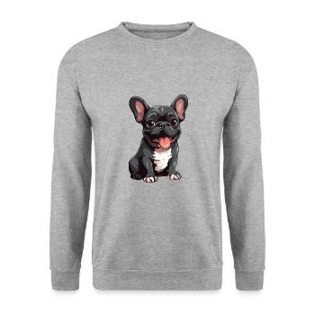 J’aime le bouledogue français - Bouledogue français - Sweat-shirt Unisexe - gris chiné - Devant - Alina (178cm) & Michal (187cm)