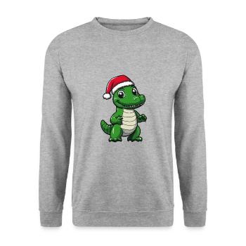 Alligator Weihnachten Christmas - Unisex Sweatshirt - salt & pepper - Front - Alina (178cm) & Michal (187cm)