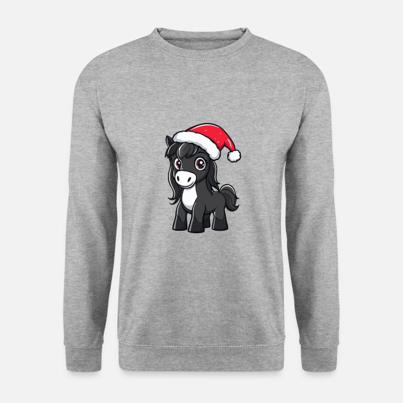 Pferd Weihnachten Christmas - Unisex Pullover - Weißgrau meliert