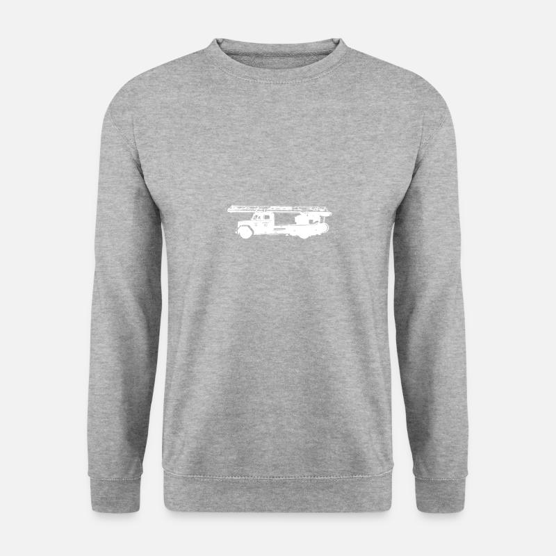 Feuerwehrauto Drehleiter - Unisex Pullover - Weißgrau meliert