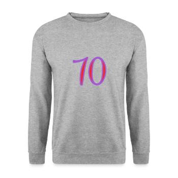 70. 70 ANS. 70e ANNIVERSAIRE. ANNIVERSAIRE 70 ANS. - Sweat-shirt Unisexe - gris chiné - Devant - Alina (178cm) & Michal (187cm)