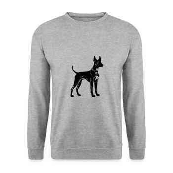 Doberman Hund Symbol - Unisex Pullover - Weißgrau meliert - Vorne - Alina (178cm) & Michal (187cm)
