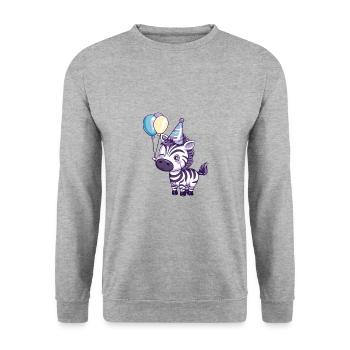 Zebra Geburtstag Comic - Unisex Pullover - Weißgrau meliert - Vorne - Alina (178cm) & Michal (187cm)