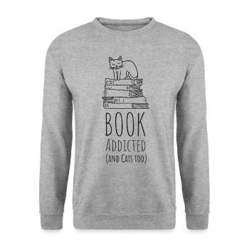 Book addicted - Unisex Pullover - Weißgrau meliert - Vorne - Alina (178cm) & Michal (187cm)