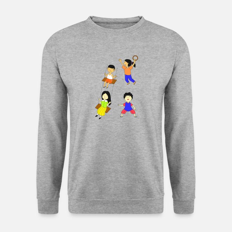 Spielende Kinder - Unisex Pullover - Weißgrau meliert
