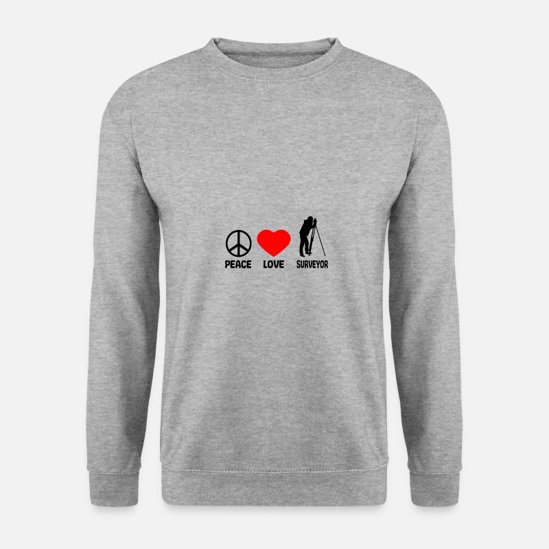 Landvermesser Vermesser - Peace Love - Unisex Pullover - Weißgrau meliert