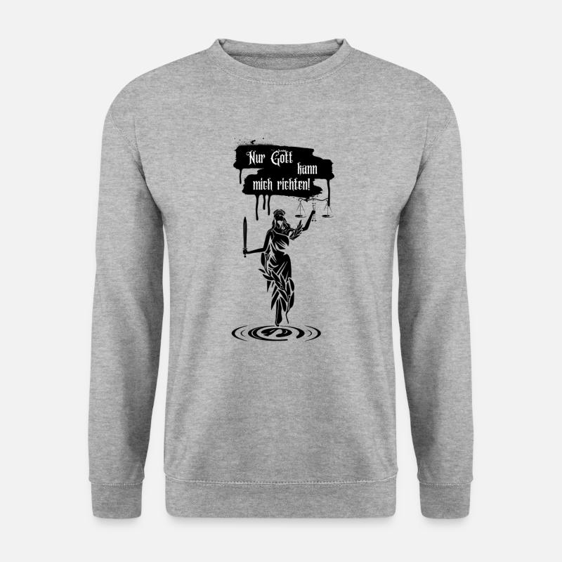 "Nur Gott kann mich richten!" - Unisex Pullover - Weißgrau meliert