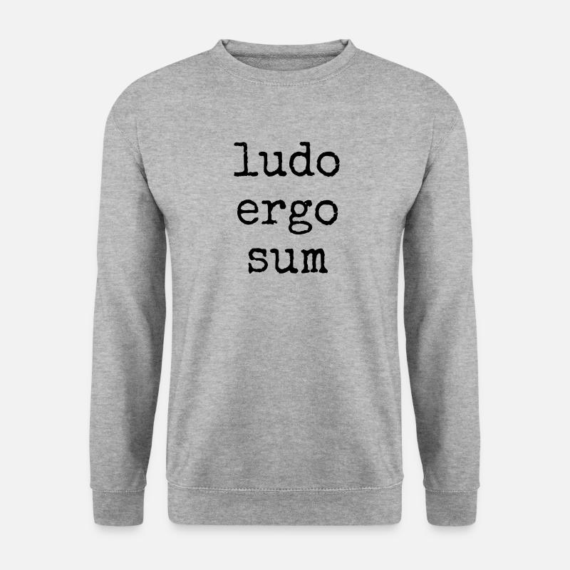 ludo ergo sum - ich spiele also bin ich - Spruch - Unisex Pullover - Weißgrau meliert