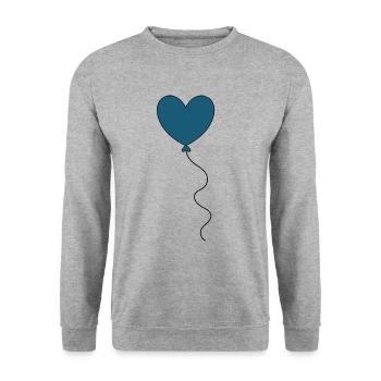 Ballon coeur bleu Ballon Saint-Valentin - Sweat-shirt Unisexe - gris chiné - Devant - Alina (178cm) & Michal (187cm)