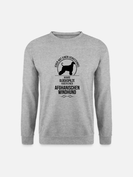 AFGHANISCHER WINDHUND Schutzengel Hunde Wilsigns - Unisex Pullover - Weißgrau meliert