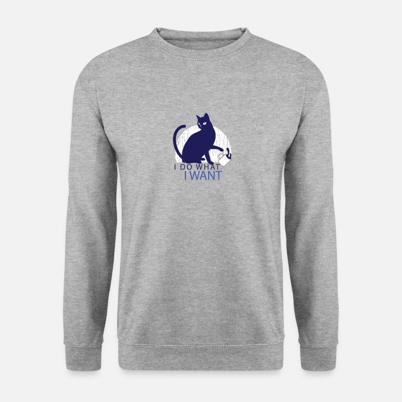 Rebel Cat - Unisex Pullover - Weißgrau meliert