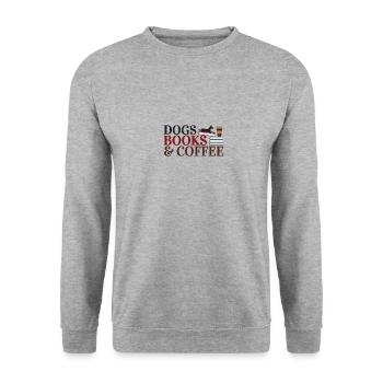 Dogs, Books & Coffee - Unisex Pullover - Weißgrau meliert - Vorne - Alina (178cm) & Michal (187cm)
