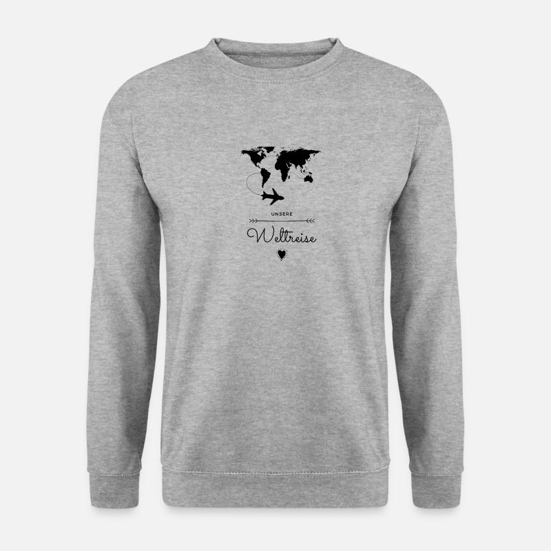 Weltreise Geschenkidee - Unisex Pullover - Weißgrau meliert