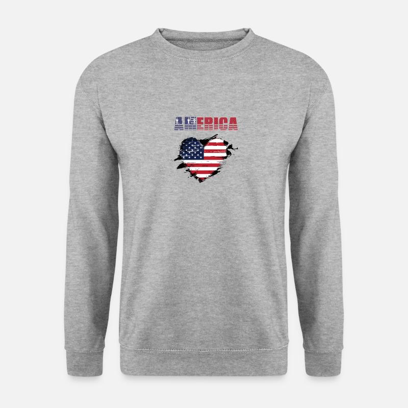 America Herz - Unisex Pullover - Weißgrau meliert
