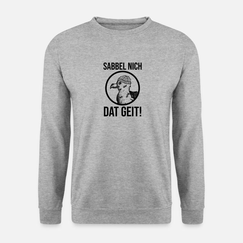 Sabbel nich dat geit Möwe - Unisex Pullover - Weißgrau meliert