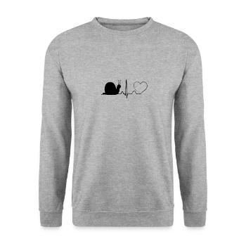 Snail love is heart thing - heart for snails - Unisex Sweatshirt - salt & pepper - Front - Alina (178cm) & Michal (187cm)