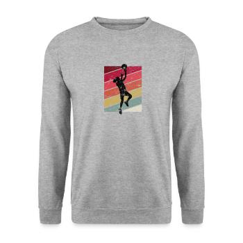 Basketball Spielerin - Unisex Pullover - Weißgrau meliert - Vorne - Alina (178cm) & Michal (187cm)