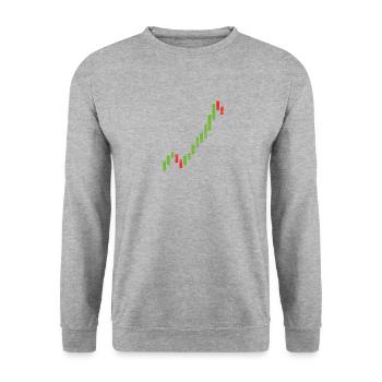 Chemise de cadeau de commerçant de stock de graphique de bougie de bourse - Sweat-shirt Unisexe - gris chiné - Devant - Alina (178cm) & Michal (187cm)
