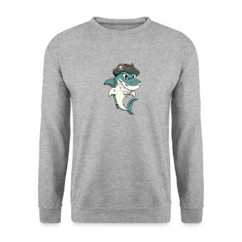 Cadeau pirate requin pirate poisson meme caraïbes - Sweat-shirt Unisexe - gris chiné - Devant - Alina (178cm) & Michal (187cm)