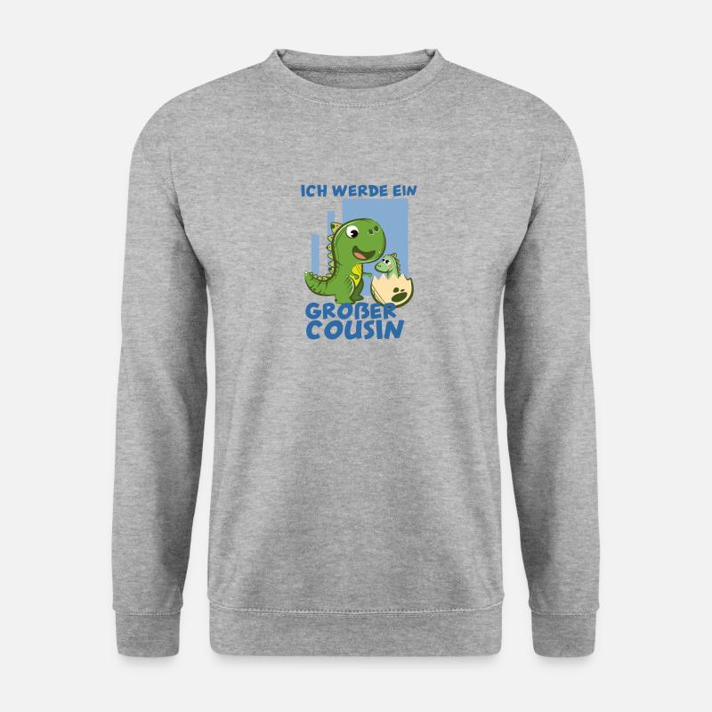 Ich werde großer Cousin Dino - Unisex Pullover - Weißgrau meliert