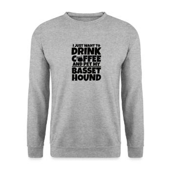 Basset Hound Coffee Dog Mistress Dog Gift - Unisex Sweatshirt - salt & pepper - Front - Alina (178cm) & Michal (187cm)
