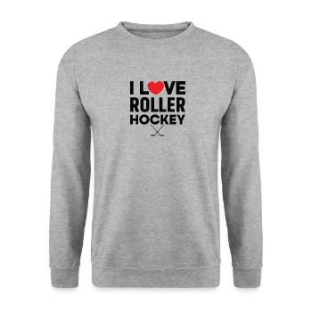 Roller Hockey Rollhockey Puck Spieler Rollerhockey - Unisex Pullover - Weißgrau meliert - Vorne - Alina (178cm) & Michal (187cm)