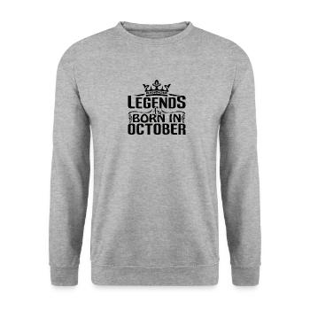 Les légendes naissent en octobre anniversaire - Sweat-shirt Unisexe - gris chiné - Devant - Alina (178cm) & Michal (187cm)