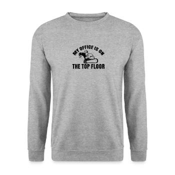 Wood Chainsaw Lumberjack Woodworker Climbing - Unisex Sweatshirt - salt & pepper - Front - Alina (178cm) & Michal (187cm)