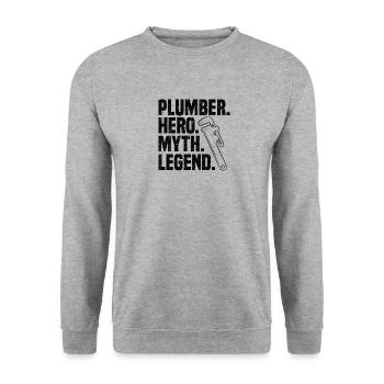 Ingénieur chauffagiste système cadeau mécanicien plombier - Sweat-shirt Unisexe - gris chiné - Devant - Alina (178cm) & Michal (187cm)