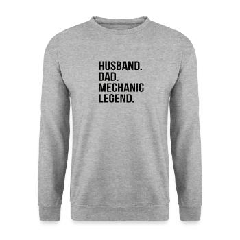 Father Mechanic Husband Dad Car Mechanic Occupation - Unisex Sweatshirt - salt & pepper - Front - Alina (178cm) & Michal (187cm)