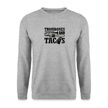 Trompette Tacos Essen Musiciens Trompette Cuivres Musique - Sweat-shirt Unisexe - gris chiné - Devant - Alina (178cm) & Michal (187cm)