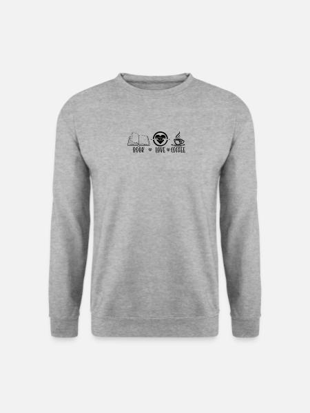 Kaffee und ein Buch Bücher Lesen Tasse - Unisex Pullover - Weißgrau meliert