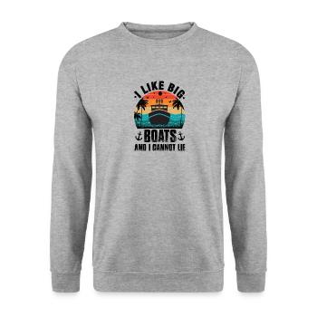 See Angeln Boote Kajak Kanu Sommer Seehaus Kabine - Unisex Pullover - Weißgrau meliert - Vorne - Alina (178cm) & Michal (187cm)